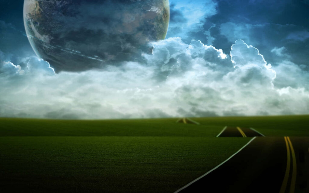 Surreal 3D Fantasy World Wallpaper: Dreamy Landscape & Vast Green Field