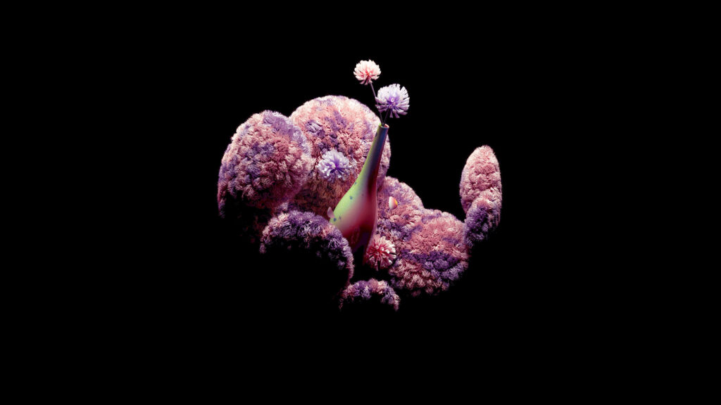 Surreal 3D Floral Wallpaper on Dark Background - Dreamlike Beauty