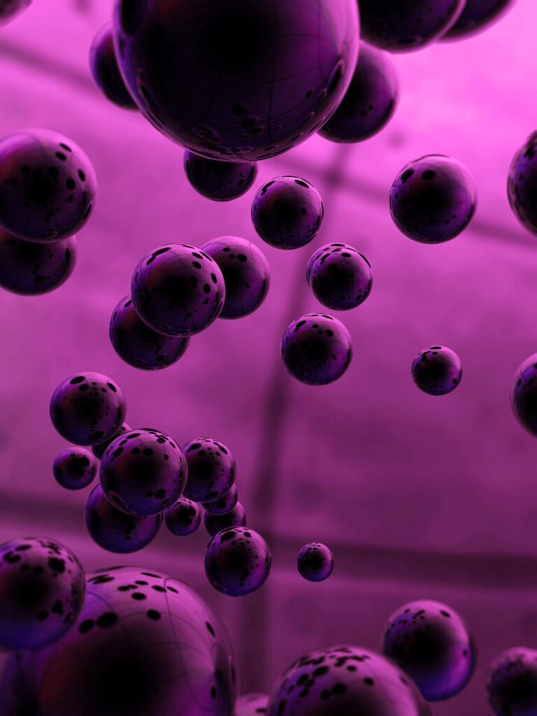 Surreal Purple Sphere Wallpaper - 3D Floating Orbs Background