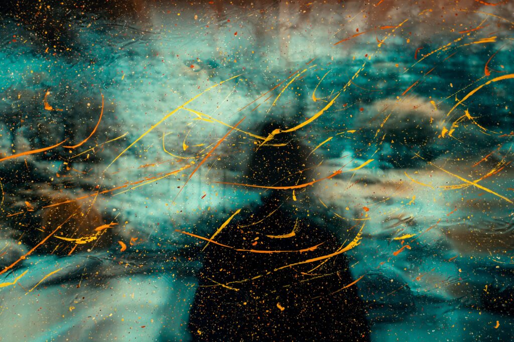Surreal Abstract Wallpaper: Silhouette & Paint Streaks Background