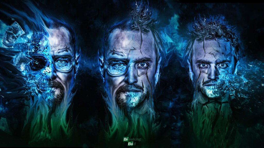 Surreal Breaking Bad Wallpaper: Fiery Artistic Character Render
