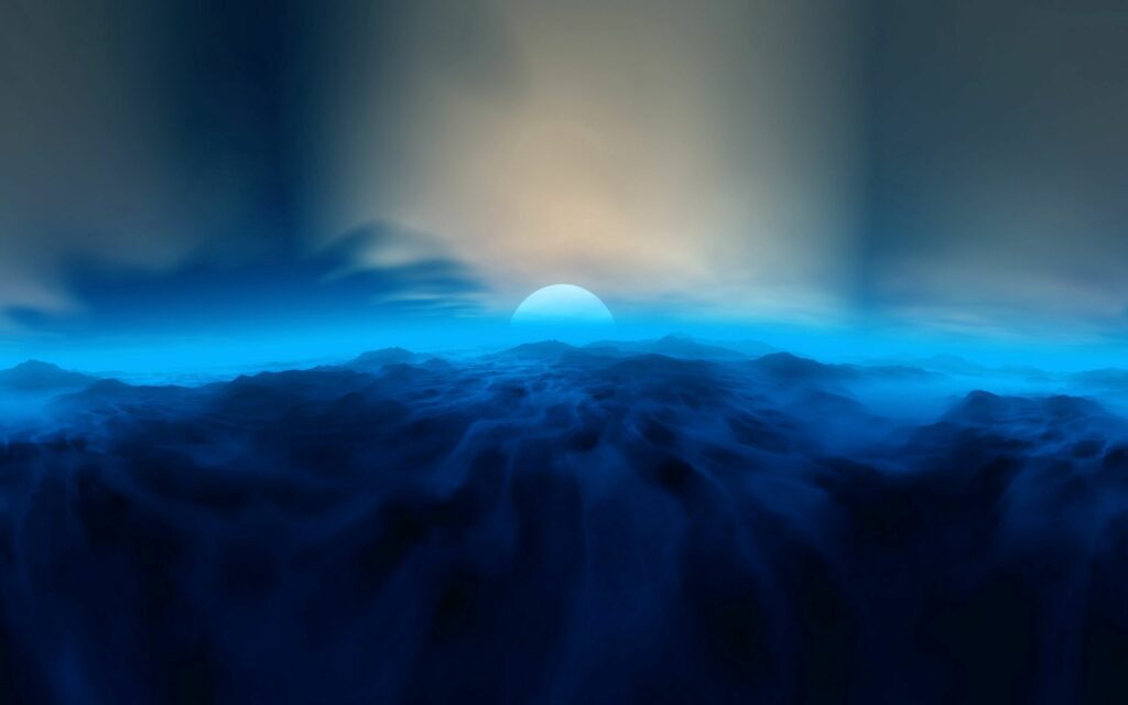 Serene Dark-Themed Ocean Wallpaper - Blue Abstract Landscape 1920x1200