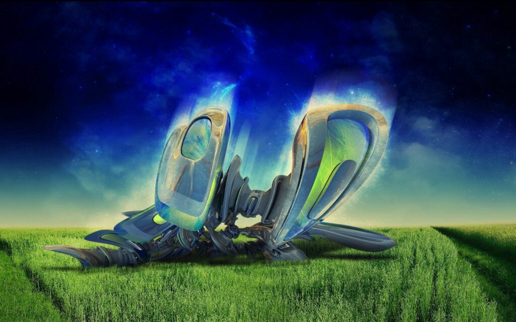 Surreal Futuristic Structure Wallpaper in Lush Field – 1920x1200
