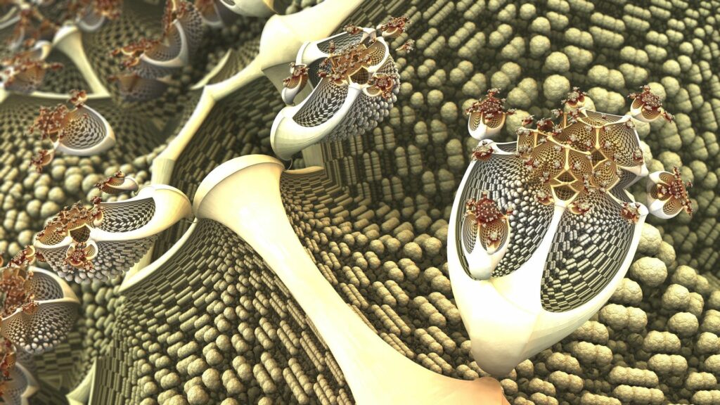 Surreal Geometric Landscape Wallpaper - Earthy Tones & Intricate Patterns
