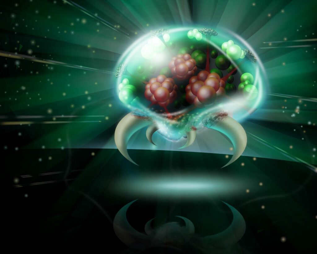 Surreal Glowing Brain Wallpaper with Ethereal Green Light