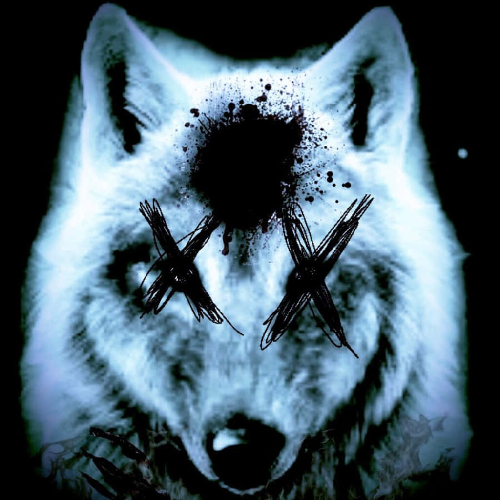 Surreal Grey Wolf Wallpaper: Abstract Ink Design on Dark Background