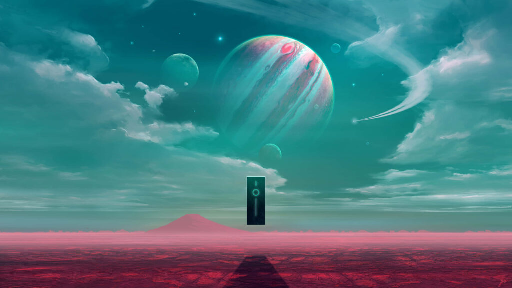 Surreal Wallpaper: Majestic Jupiter in an Otherworldly Sky