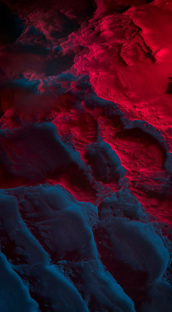 Surreal Lunar Landscape Wallpaper: Vibrant Red & Blue Abstract Design
