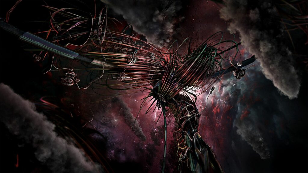 Surreal Sci-Fi Wallpaper: Dystopian Chaos & Cosmic Elements