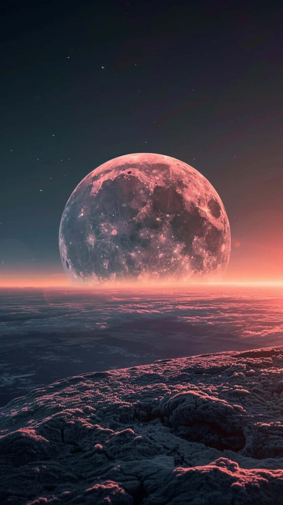 Surreal Moonset Wallpaper: Dreamy Landscape & Vibrant Colors