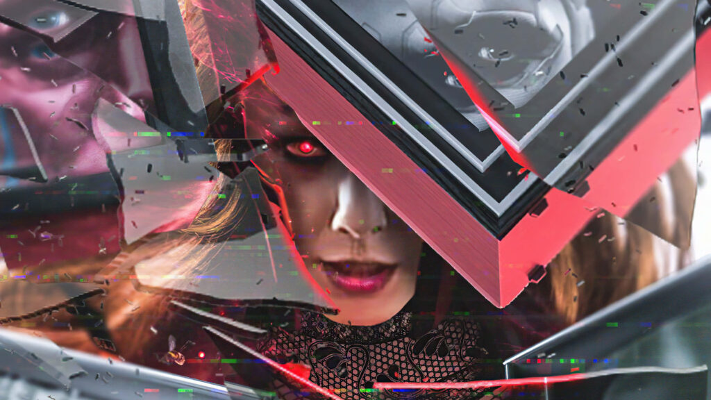 Surreal Wanda & Vision: Futuristic Fragmented Art Wallpaper Background