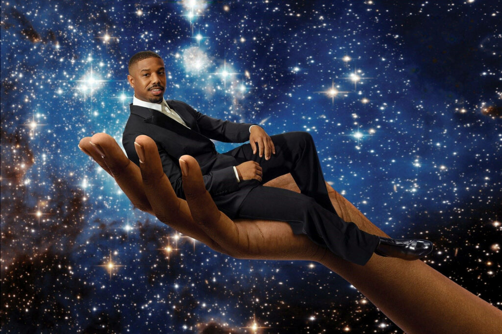 Stellar Stunner: Michael B. Jordan Captivatingly Transcends Realities for Vanity Fair's Celestial Odyssey Wallpaper