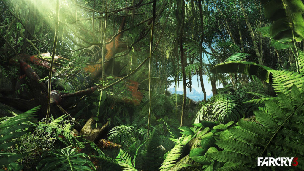 Far Cry 3 Jungle Wallpaper: Vibrant Tropical Greenery with Sunbeams