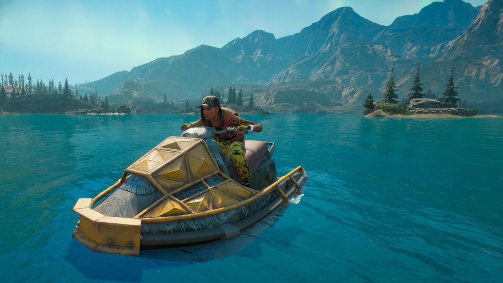 Unleashing the Spirit: A Fearless Heroine Treads the Turquoise Waters of Far Cry New Dawn Wallpaper