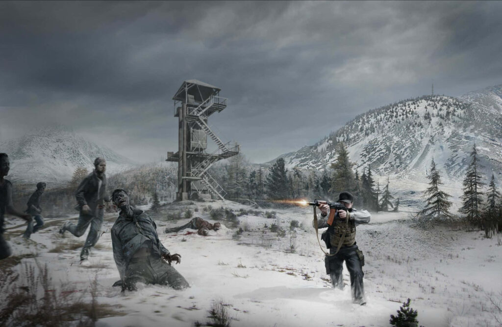 Frostbitten Warfare: A Thrilling Battle in DayZ Epoch's Zombie-Infested Winter Wonderland Wallpaper