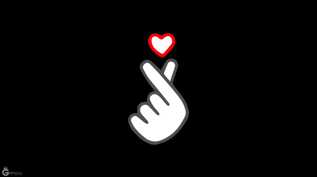 Finger Heart Charm: Candid Emoji Gesture Captured Against a Stylish Black Canvas Wallpaper