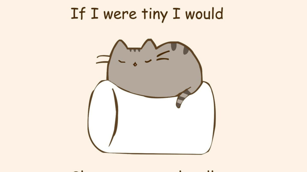 Sweet Dreams with Pusheen on a Marshmallow Cloud: A Cute Pink Wallpaper