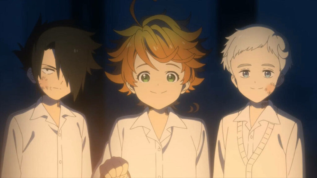 Slumber Party with Emma, Norman, and Ray: A Dreamy Promised Neverland Trio Wallpaper