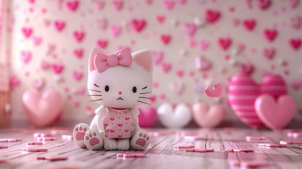 Adorable Hello Kitty Valentine Wallpaper with Pink Hearts