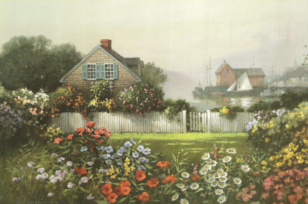 Enchanting Countryside Delight: A Charming Cottage Surrounded by Lush Gardens Wallpaper