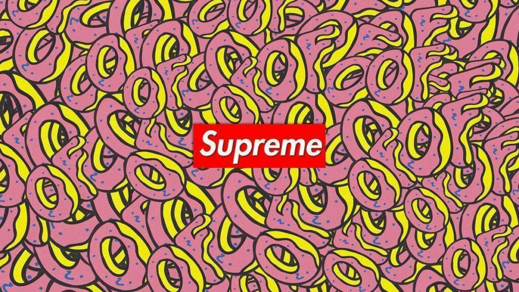 Donut Supreme: Blending Sweetness with Iconic Style in an Overlapping Kaleidoscope Wallpaper