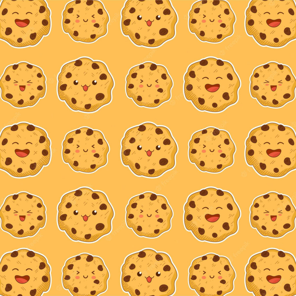 Cute Cartoon Cookies: Smiling Treats on a Playful Background Wallpaper