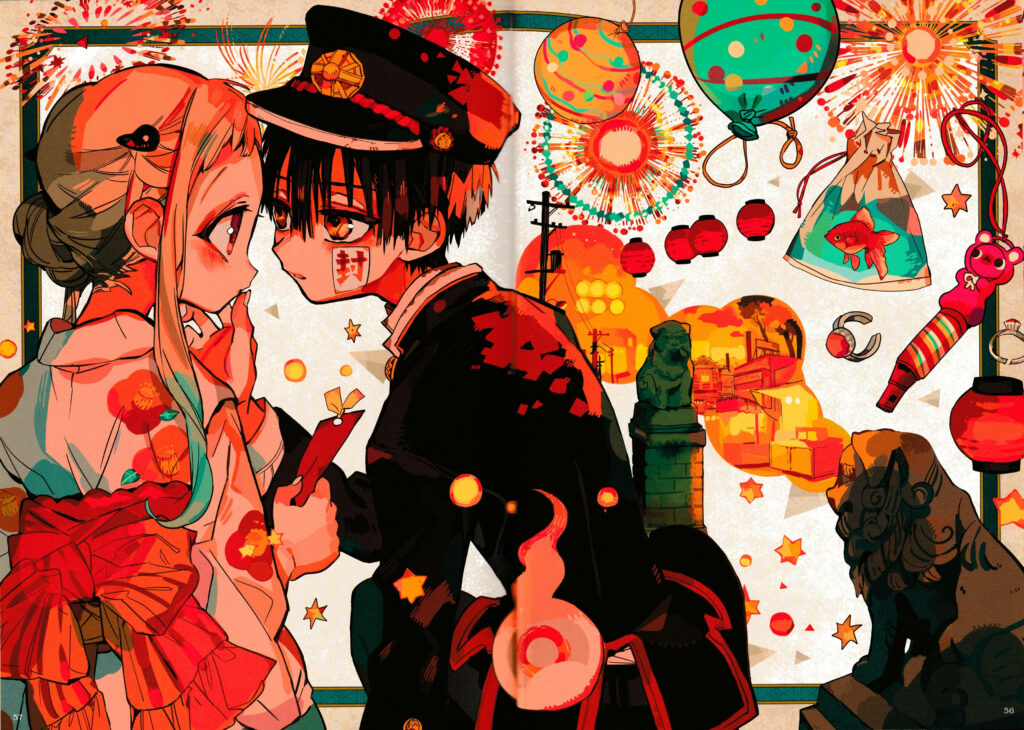 Festival Romance: Sweet Nene and Hanako-kun's Enchanting Yukata Encounter Wallpaper