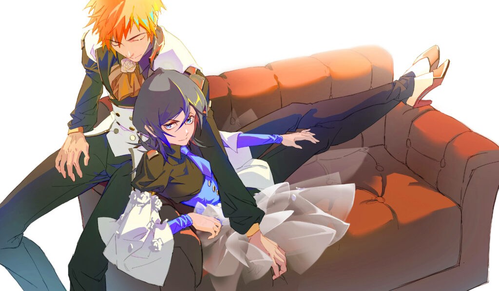 Sugar-Coated Love: Rukia and Ichigo's Sweet Moment in Bleach 4K Ultra HD Wallpaper