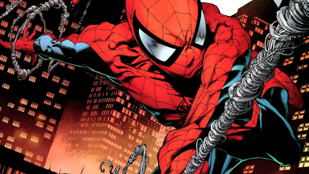Spider-Man Swings Across Towering Cityscape in Web-Laden Animated Spectacle Wallpaper