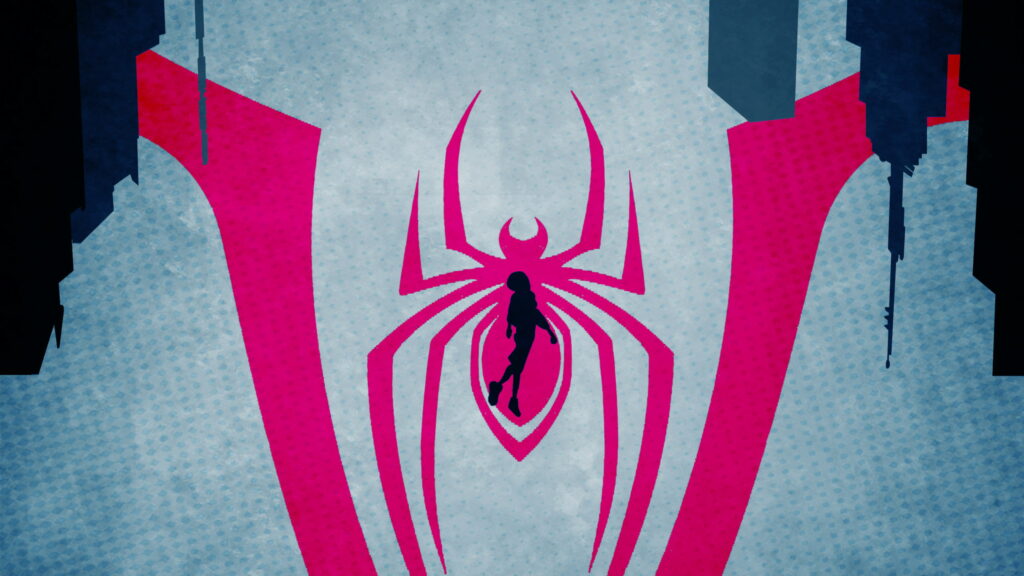 Miles Morales Spider-Man Symbol Wallpaper in Blue and Red Urban Theme