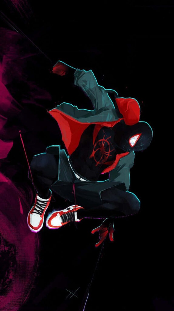Miles Morales: Web-Slinging Marvel in Colorful Spideyverse Tribute Wallpaper