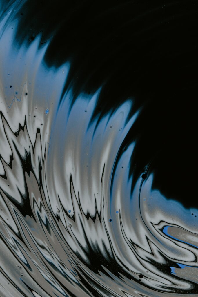 Mesmerizing Liquid Paint Wallpaper: Abstract Black, White, Blue Background