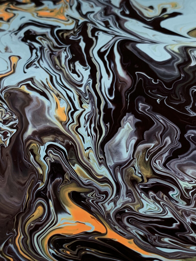 Abstract Liquid Paint Wallpaper in Dark Marble Tones Background
