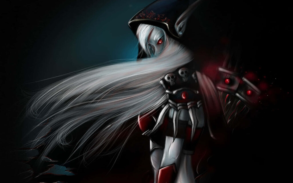 Sylvanas Windrunner Wallpaper: Enigmatic Aura & Glowing Red Eyes