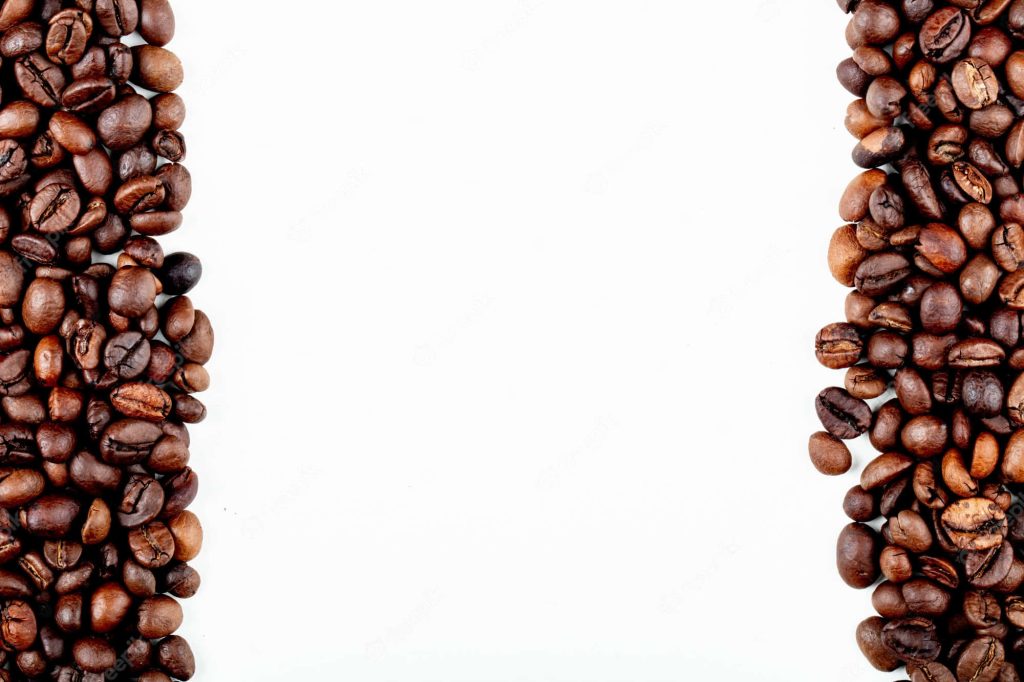 Aromatic roasted coffee beans in symmetrical columns on clean white background for branding Wallpaper