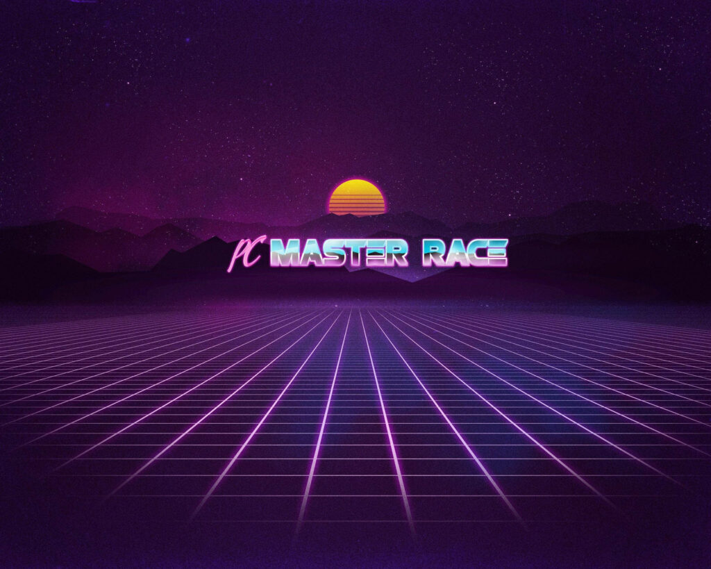 The Fusion of Futuristic Synth-Wave and PC Master Race Brilliance Wallpaper