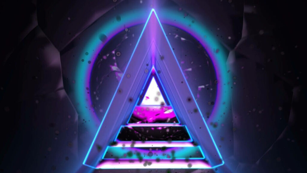 Synthwave Symbol: Mesmerizing 4K Abstract Triangles in a Futuristic Photo Wallpaper