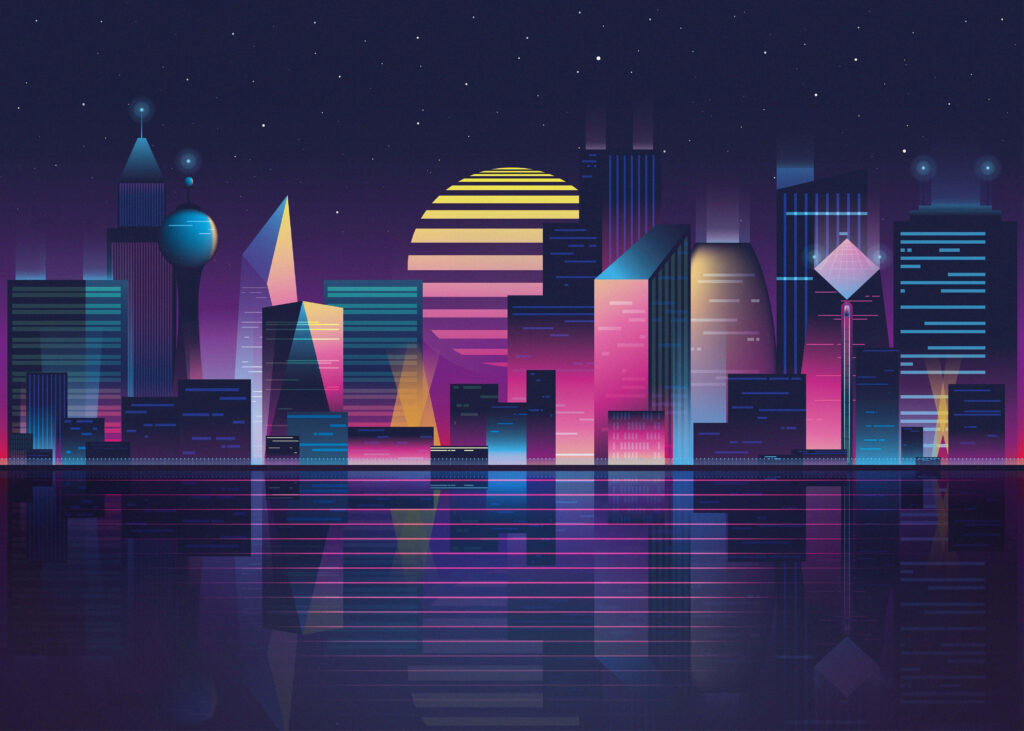 Synthwave City: An Electric Odyssey into Retro-Futuristic Cyberpunk Wallpaper