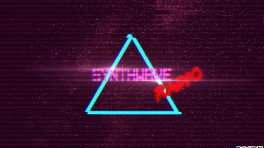 Radiant Waves: A Retro Journey through Synthwave Tones Wallpaper