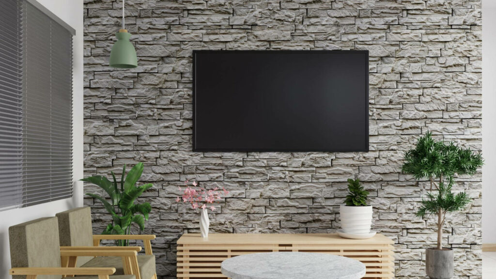 Seamlessly Stylish: A Modern Twist on TV Feature Walls with Striking Brick Wallpaper