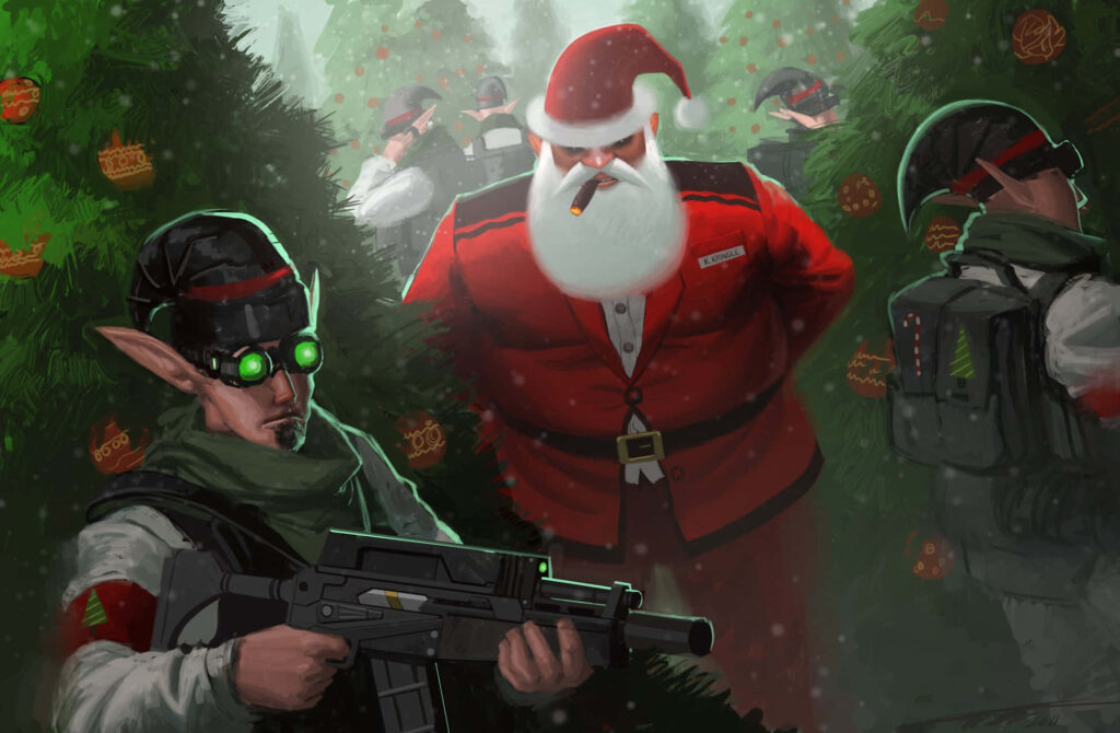 Stealthy Tactical Elves & Santa: A Unique Holiday Wallpaper