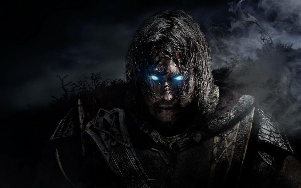 Powerful Avatar Emerges: Talion, the Hero with Radiant Blue-Glowing Eyes, Transcending the Shadow of War Wallpaper