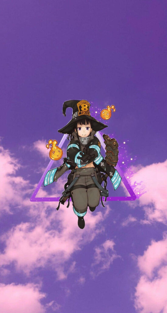 Mesmerizing Tamaki: Enigmatic Fire Force Member Suspended in a Mysterious Violet Atmosphere Wallpaper