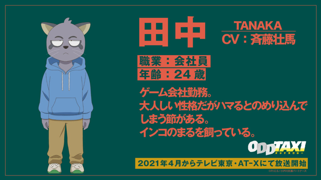 Minimalist Tanaka Wallpaper from Odd Taxi - Character Profile Design