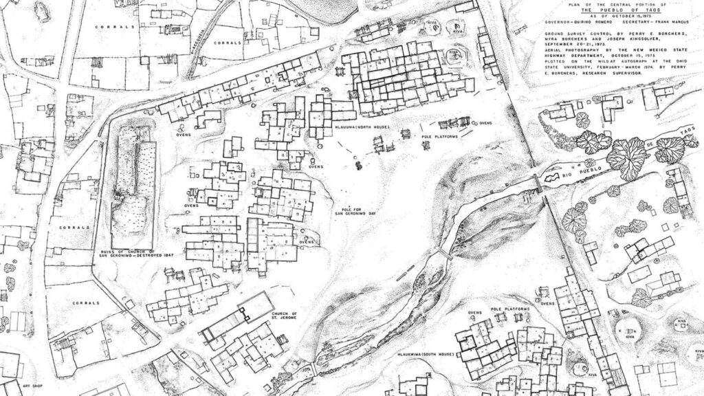 Intricate Taos Pueblo Map Wallpaper: Explore Native American Heritage