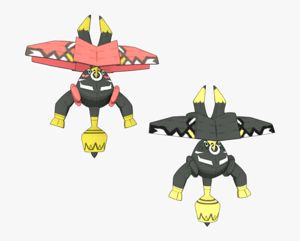 Stunning Tapu Bulu Wallpaper: Regular & Shiny Forms on White Background