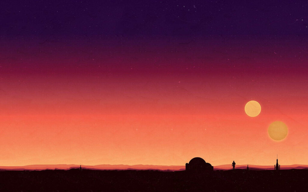 Stunning Tatooine Sunset Wallpaper | Twin Suns Sci-Fi Background