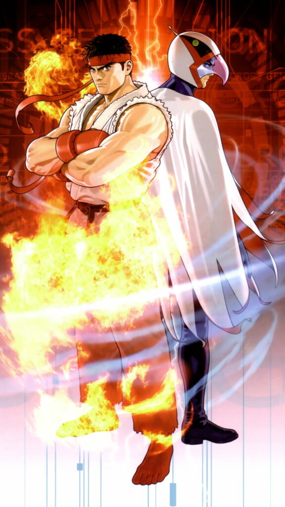 Ultimate Clash: Tatsunoko VS Capcom - HD Phone Wallpaper featuring Gatchaman and Ryu