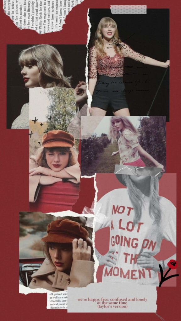 Taylor Swift Red album collage wallpaper stylish poses outfits perfect for Red Alumni Day fans