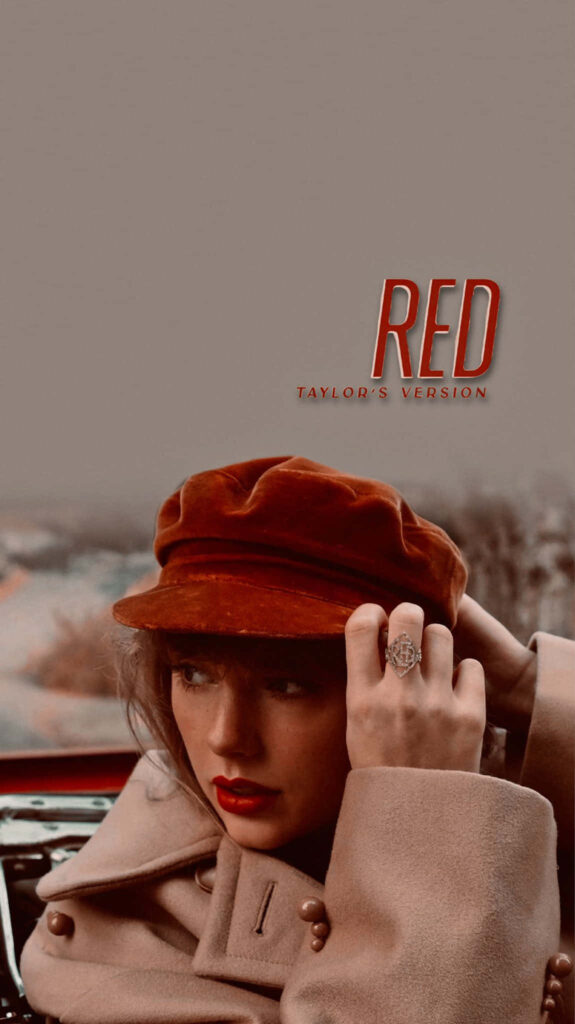 Taylor Swift autumn style wallpaper brown coat red cap Red Taylors Version album theme background